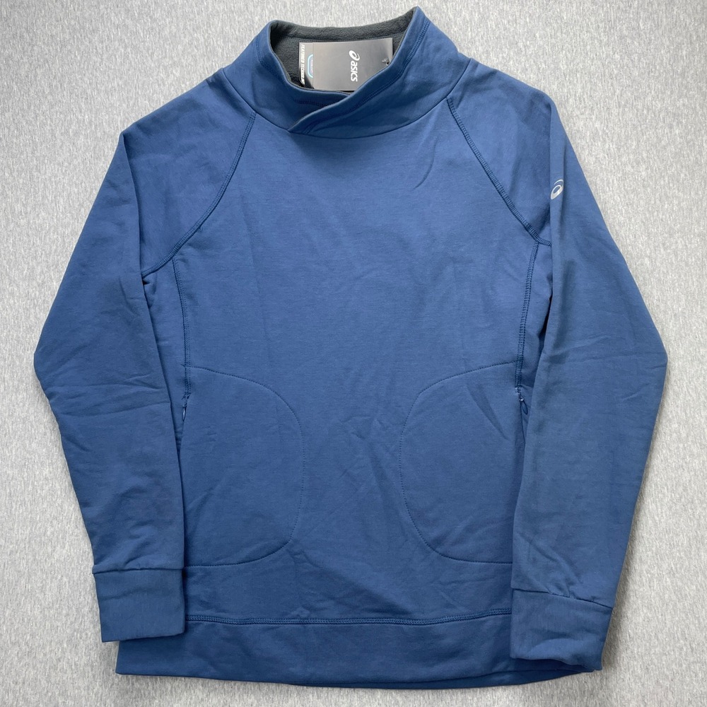 NWT Asics Pullover Women L Cross Cowl Tunic Blue Fleece Activewear 2012A403 NEW